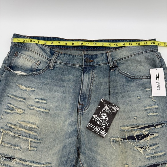 NWT Jordan Craig Men’s Ironbound Lager Blue Distressed Jean Shorts 40 #J3186S - Picture 11 of 13